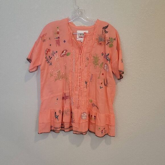 Johnny Was Mayeda Blouse Shell Pink Size M - Picture 1 of 7